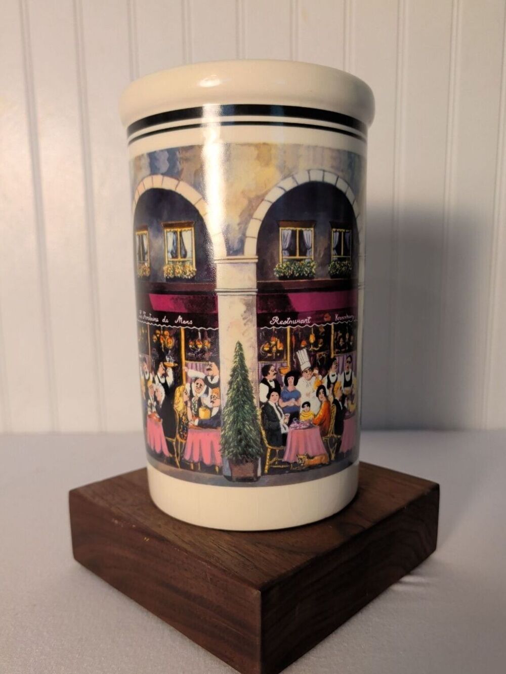 Vintage 2002 California Pantry Paris Cafe Ceramic Utensil Holder Wine Chiller
